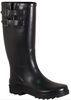 Double Buckle Fashion Rubber Rain Boots , Black Size 10 Durable