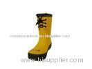 Yellow Rubber Rain Boot , Lace Up Waterproof Cotton Lining