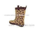 Leopard Print Rubber Rain Boot , Kid Waterproof Cotton Lining