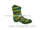 Ankle Rain Boot Short Stripe Size 36 , Green Hand Made Rubber