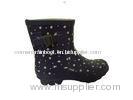 Polka Dot Short Rubber Rain Boots , Black Size 3 8 Inch Shaft Winte