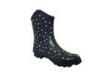 Polka Dot Rubber Rain Boot , black size 36 Ankle 3/4 inch Heel