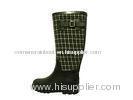 Rubber Grid Knee Rain Boots , Size 8 15 In Circumference for Spring