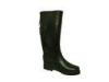 Black Ladies Rubber Rain Boots Knee , Waterproof 3/4 Inch Heel