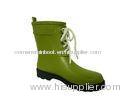 Short Rubber Rain Boot , Green Lace Up Size 4 8 Inch Shaft for Girls