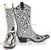 Fashion Shining Rubber Rain Boot , Zebra Skin Patterned Size 39