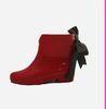 Fashionable Ankle Rain Boots , Bowknot Red Wedge Platform Size 7