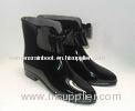 Black Bowknot Short Rain Boots , Size 10 Polyester Lining Lady
