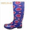 Polka Dot Knee Rain Boots , Transparent PVC Polyester Lining Size 6
