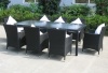 Patio wicker dining frame table with chairs