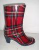 Red Grid High Heel Rain Boots Women , Size 8 Beautiful For Riding
