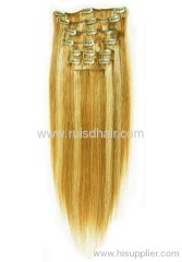 Silky straight Brazilian hair clips in hair extension