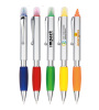 Top selling promotional silver barrel ballpen with highlighter