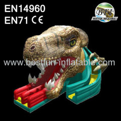 Dual Lane Raptor Jungle Inflatable Dino Slide