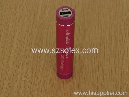 2600mAh lipstick battery with LED Flashlight function