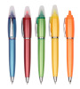Good selling promotional plastic ballpen and highlighter with colorful barrel