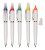 Promotional plastic ballpen and highlighter with white barrel