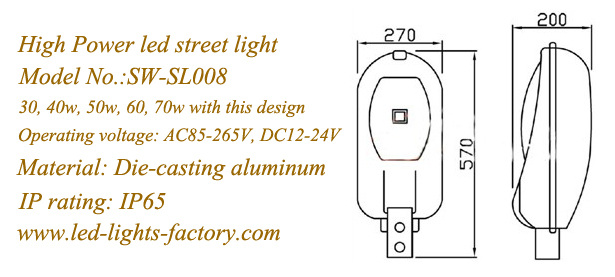 DC12v DC24v street led lamps 50w