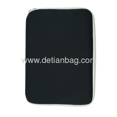 13.3 cheap black neoprene laptop sleeve with white zipper