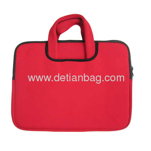 Red 13 inch neoprene laptop sleeve with handle