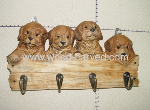 Dog Carved Wood Wall Hanger