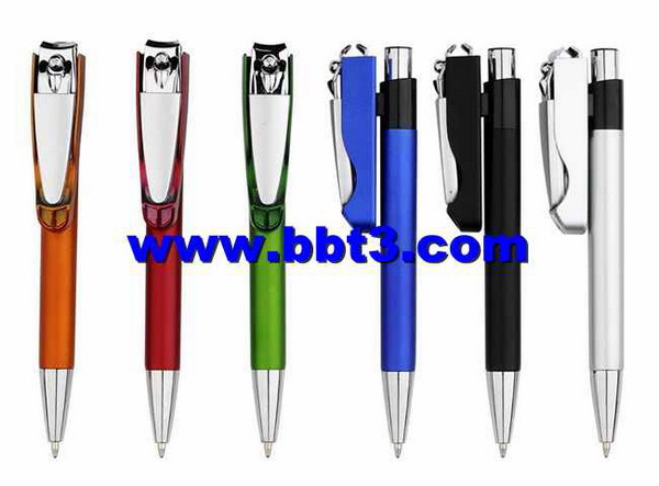 New promotional click ballpen with nail scissor