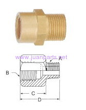 Brass pipe fitting, Bushing - External to Internal Pipe Thread, for refrigeration and air conditioning