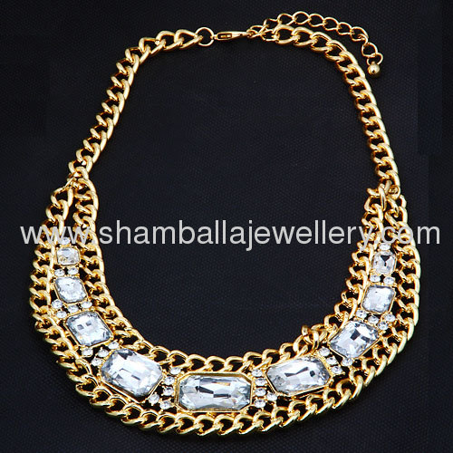 wholesale exaggerated design costume big crystal bib collar Necklace