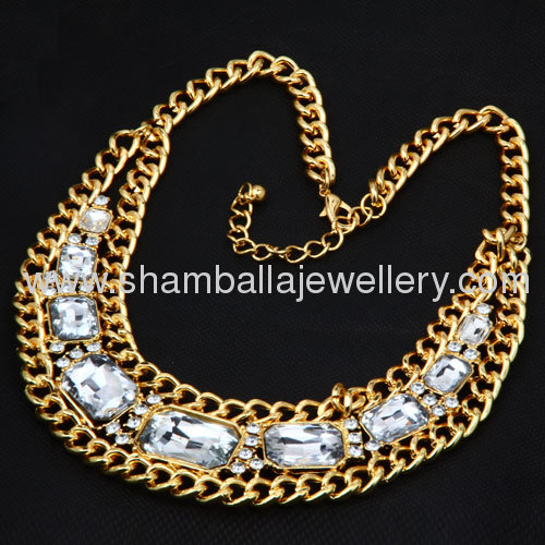 wholesale exaggerated design costume big crystal bib collar Necklace