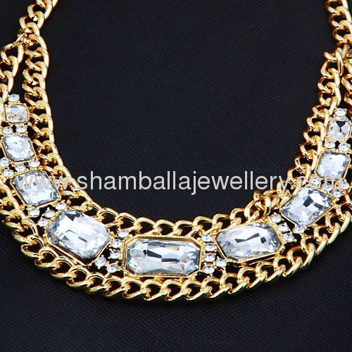 wholesale exaggerated design costume big crystal bib collar Necklace