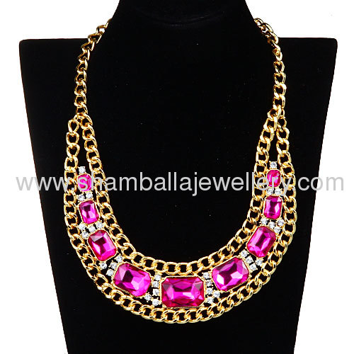 wholesale exaggerated design costume big crystal bib collar Necklace