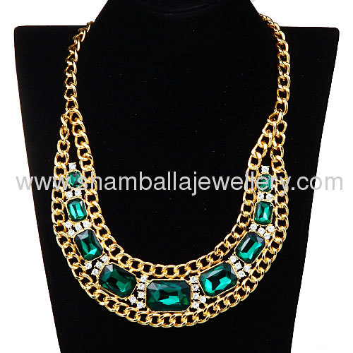 wholesale exaggerated design costume big crystal bib collar Necklace