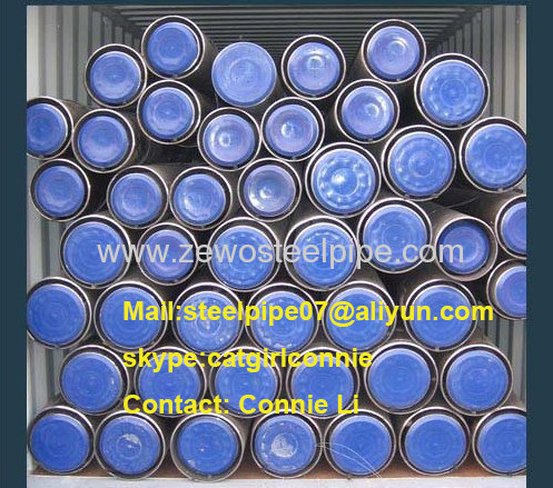 ASTM A106B Seamless Steel Pipe with black paint and plastic cap