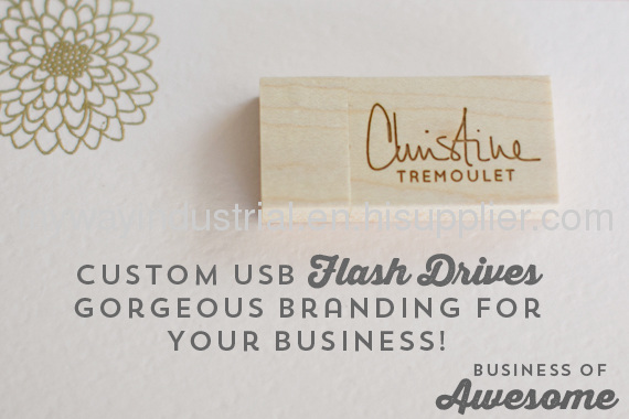 eco friendly wooden usb stick with laser logo for promotion in fancy packing