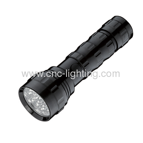 Shockproof and water resistant flashlight in aluminium with 21 LEDs