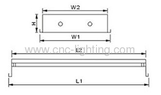 grille lighting fixture with grid and reflector.