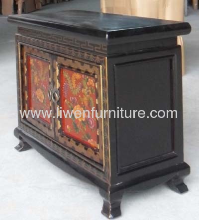 Tibetan painted bedside cabinet