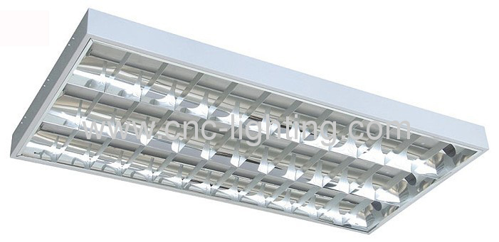 surface mount T8 fluorescent grid light fixture