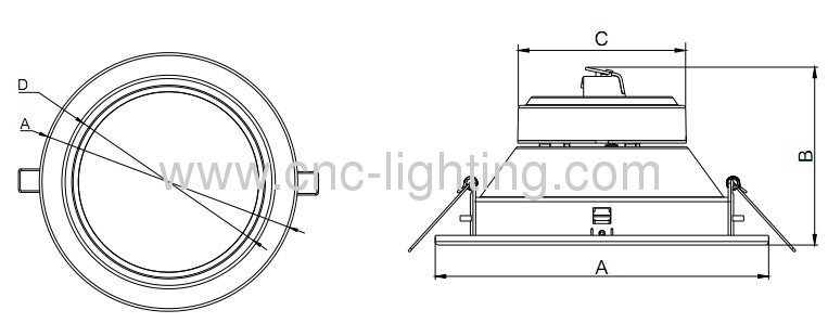 4-8Inches 8-20W Recessed LED Downlight over 80Ra with Isolated Driver