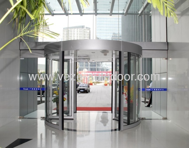 Automatic glass revolving door