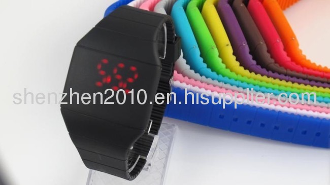  2013 LED Touch Screen Wristwatch Silicone strap Unisexhigh quality Red Light Fashionstyle led watch