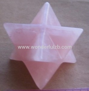 50mm natural gemstone rose quartz merkaba star