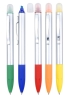 Promotional silver barrel ballpen with rubber grip and highlighter