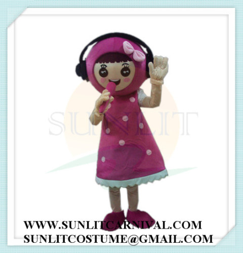 mic girl mascot costume