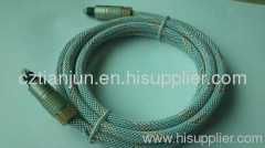 TJ1024A 7mm Fiber Optical TosLink Cable with metal ends