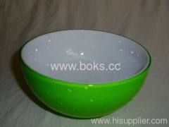 green round plastic salad bowls