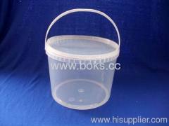 white transparent plastic buckets with handle and lids