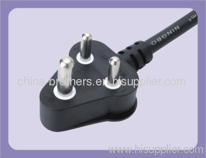 SABS certificated/approved 3 pin South Africa power cord plug
