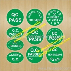 Custom qc pass quality control sticker,stickly round & oval qc labels,qc pass sticker
