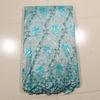 Blue Coloured Bridal Swiss Lace Fabrics , Garment